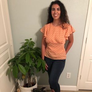 JOIE orange flowy blouse. Size M. $60